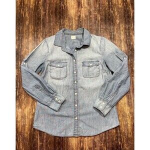 J. Crew blue chambray button down blouse size SMALL
